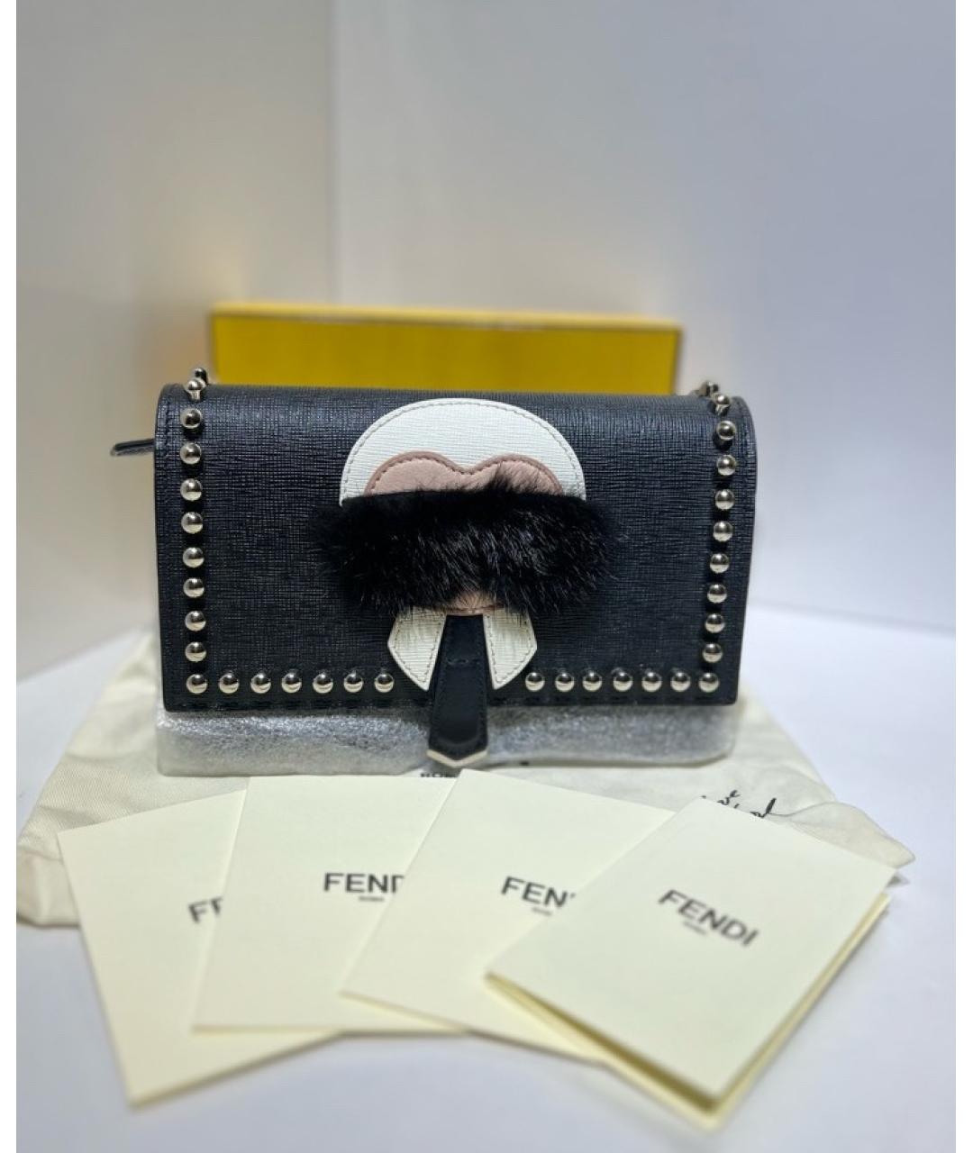FENDI Черная кожаная сумка через плечо, фото 2