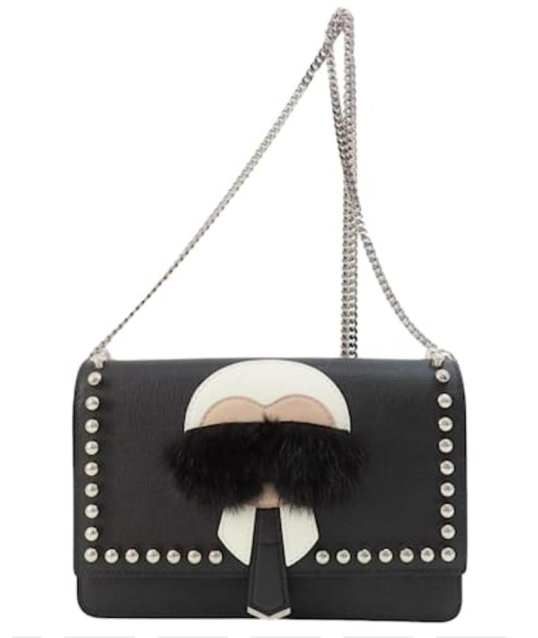 FENDI Черная кожаная сумка через плечо, фото 10