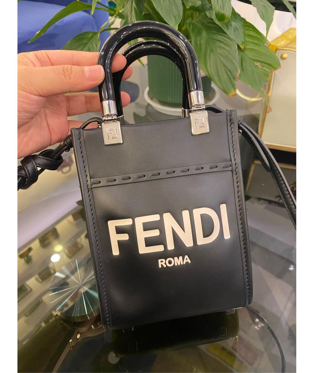 FENDI Черная кожаная сумка через плечо, фото 7