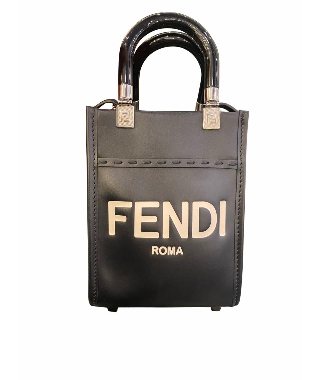 FENDI Черная кожаная сумка через плечо, фото 1