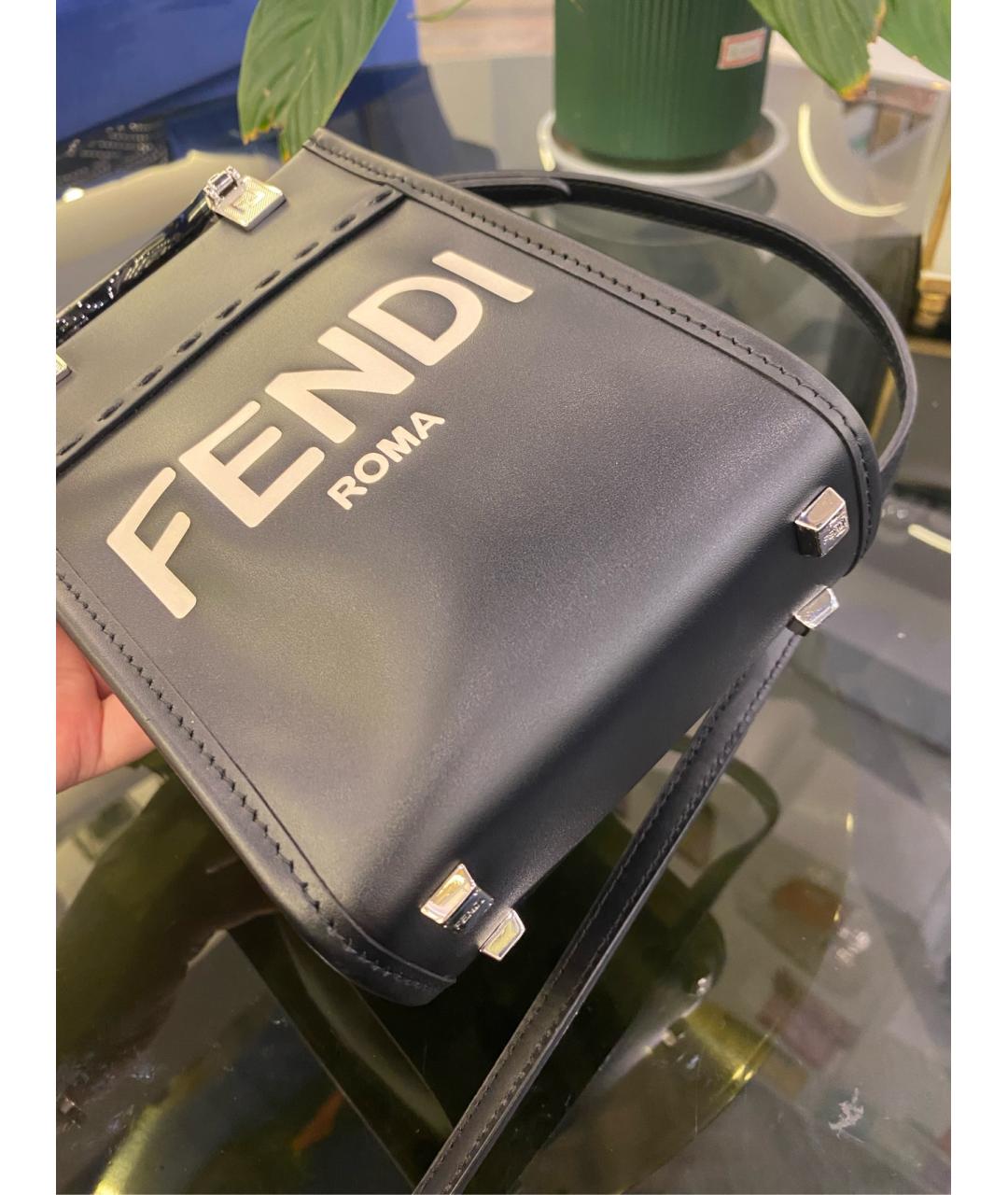 FENDI Черная кожаная сумка через плечо, фото 6