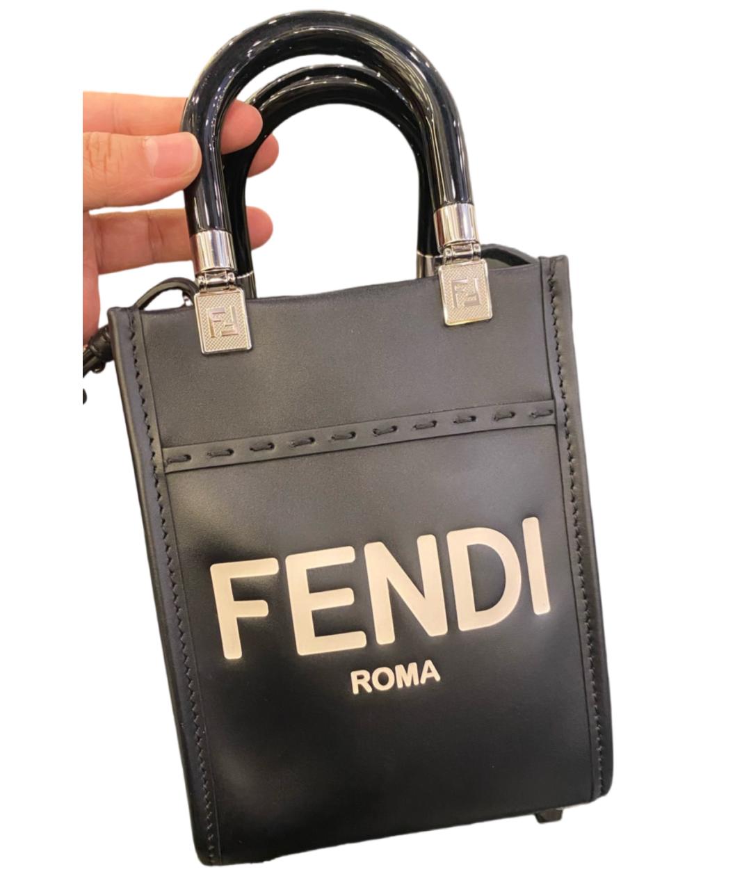 FENDI Черная кожаная сумка через плечо, фото 2