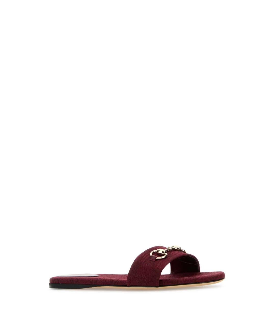 GUCCI Бордовые текстильные шлепанцы, фото 2