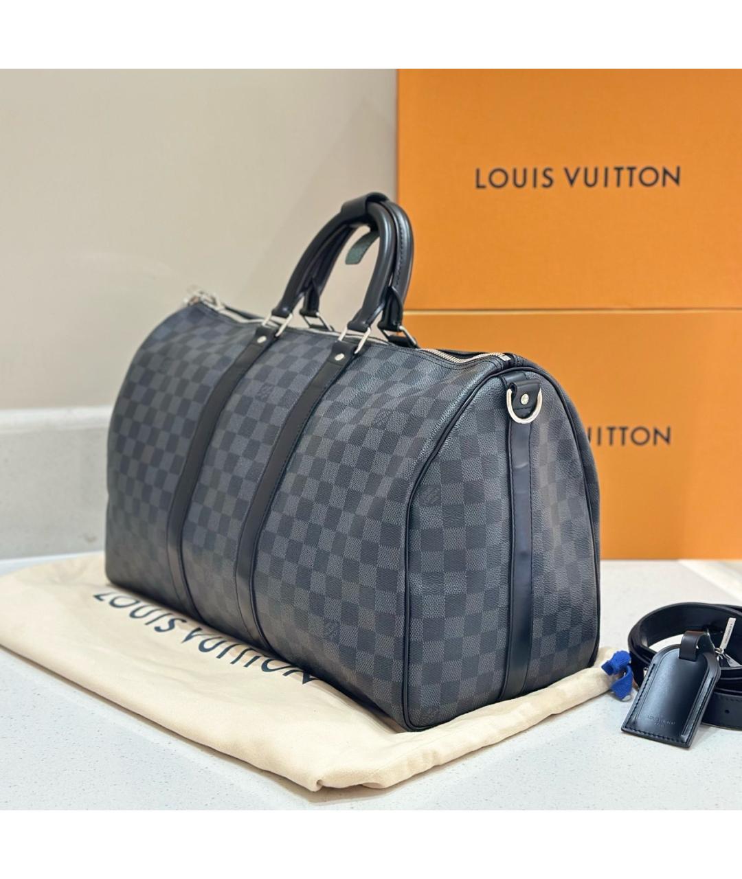 LOUIS VUITTON Черная дорожная/спортивная сумка из искусственной кожи, фото 4