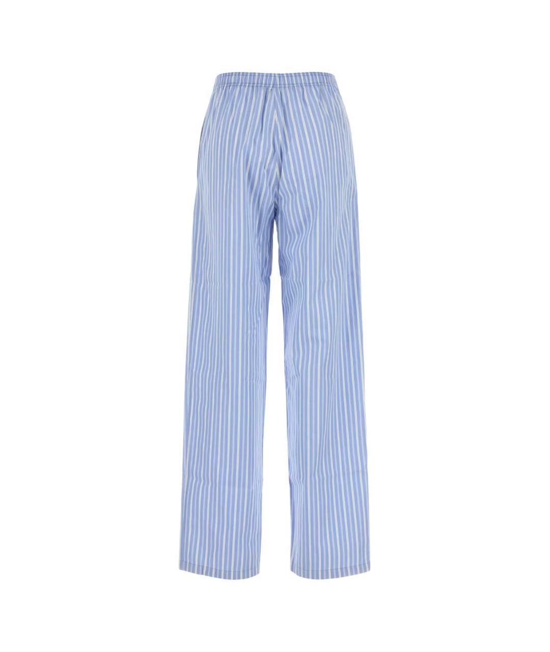 MIU MIU Голубые хлопковые прямые брюки, фото 2