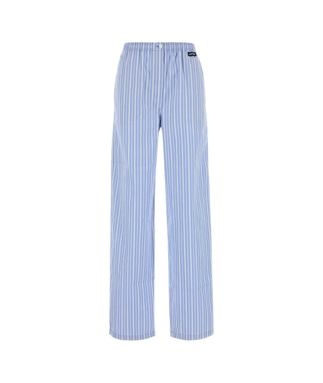 MIU MIU Голубые хлопковые прямые брюки, фото 1