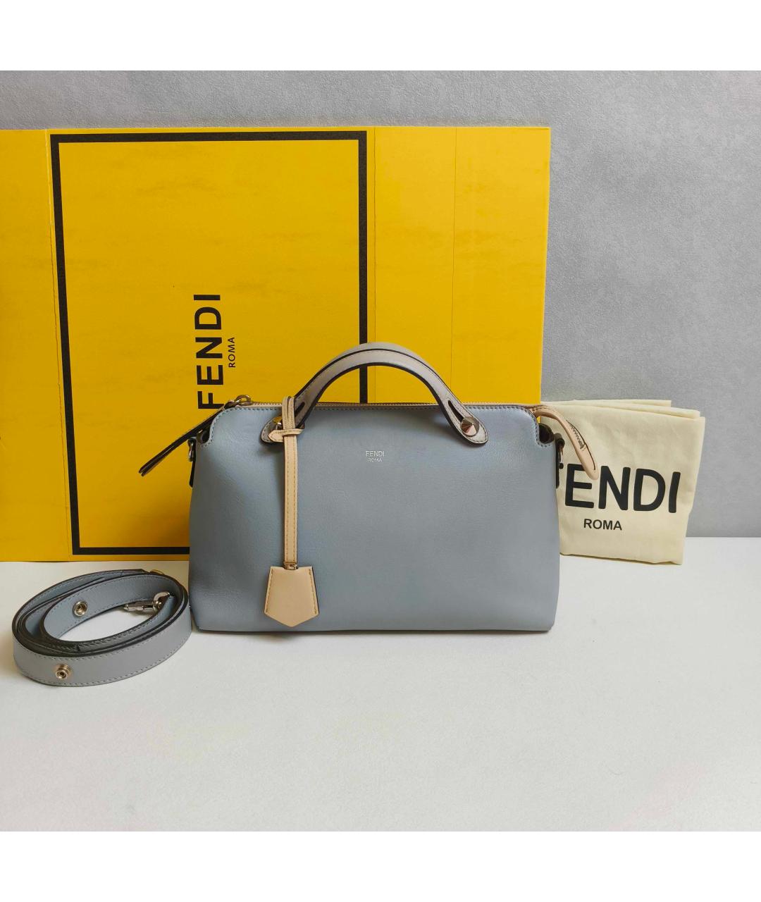 FENDI Голубая кожаная сумка тоут, фото 4