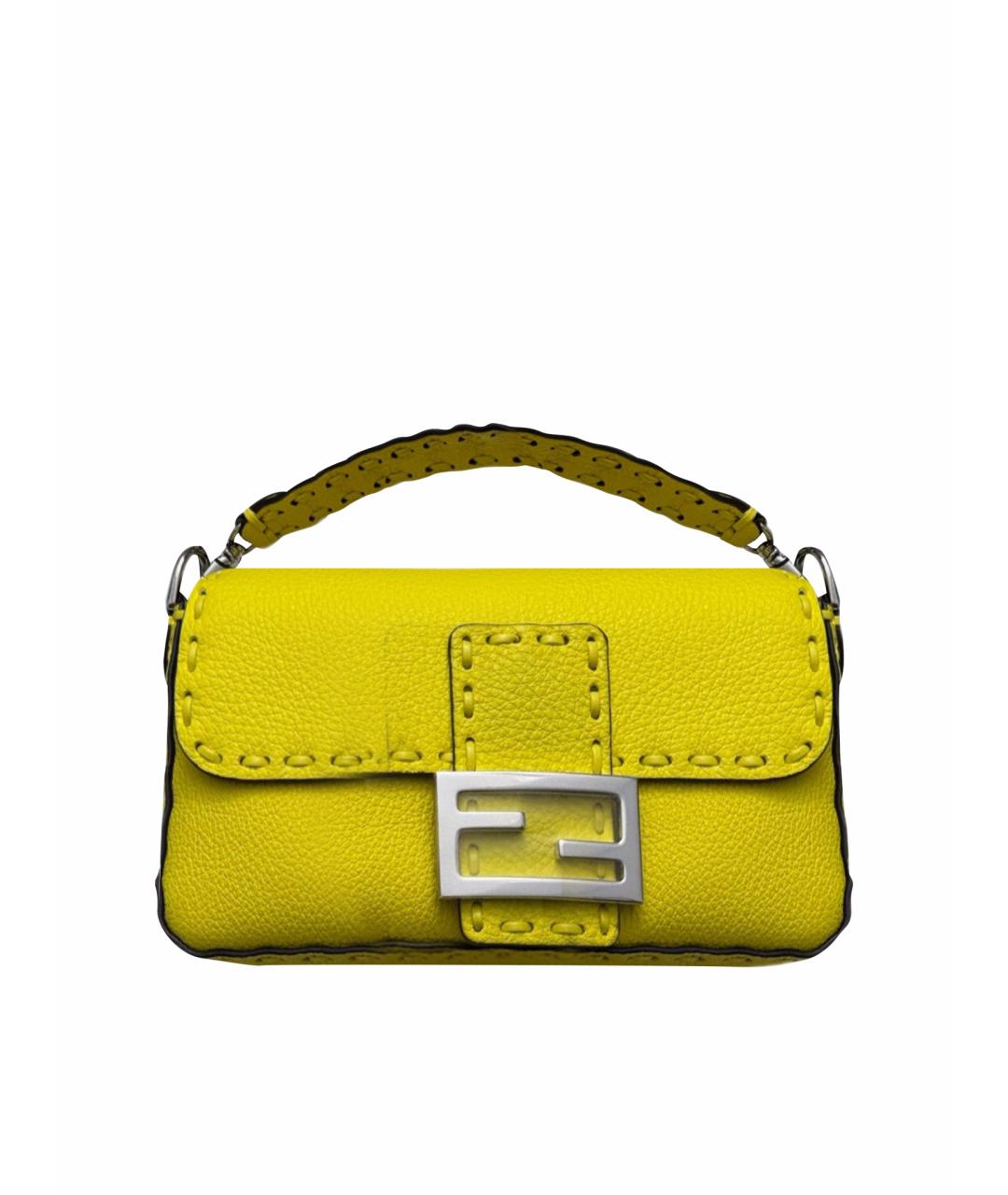 FENDI Желтая кожаная сумка через плечо, фото 1