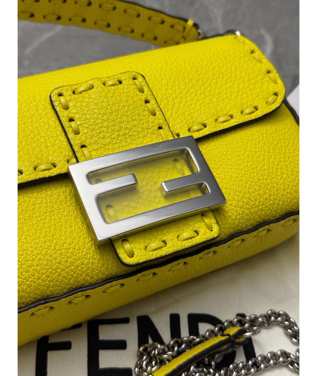 FENDI Желтая кожаная сумка через плечо, фото 5