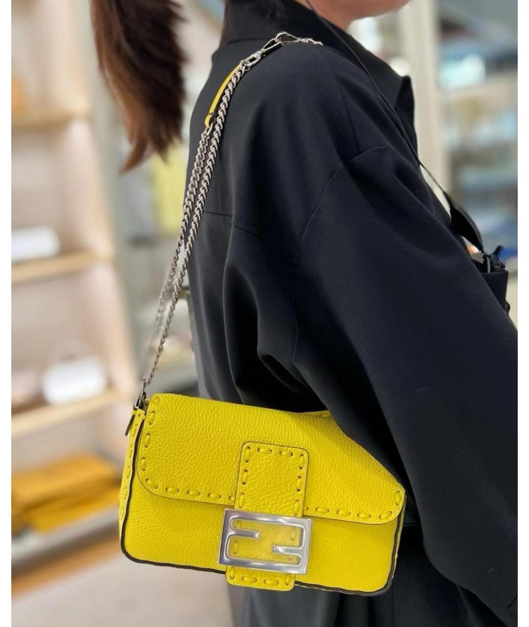 FENDI Желтая кожаная сумка через плечо, фото 8