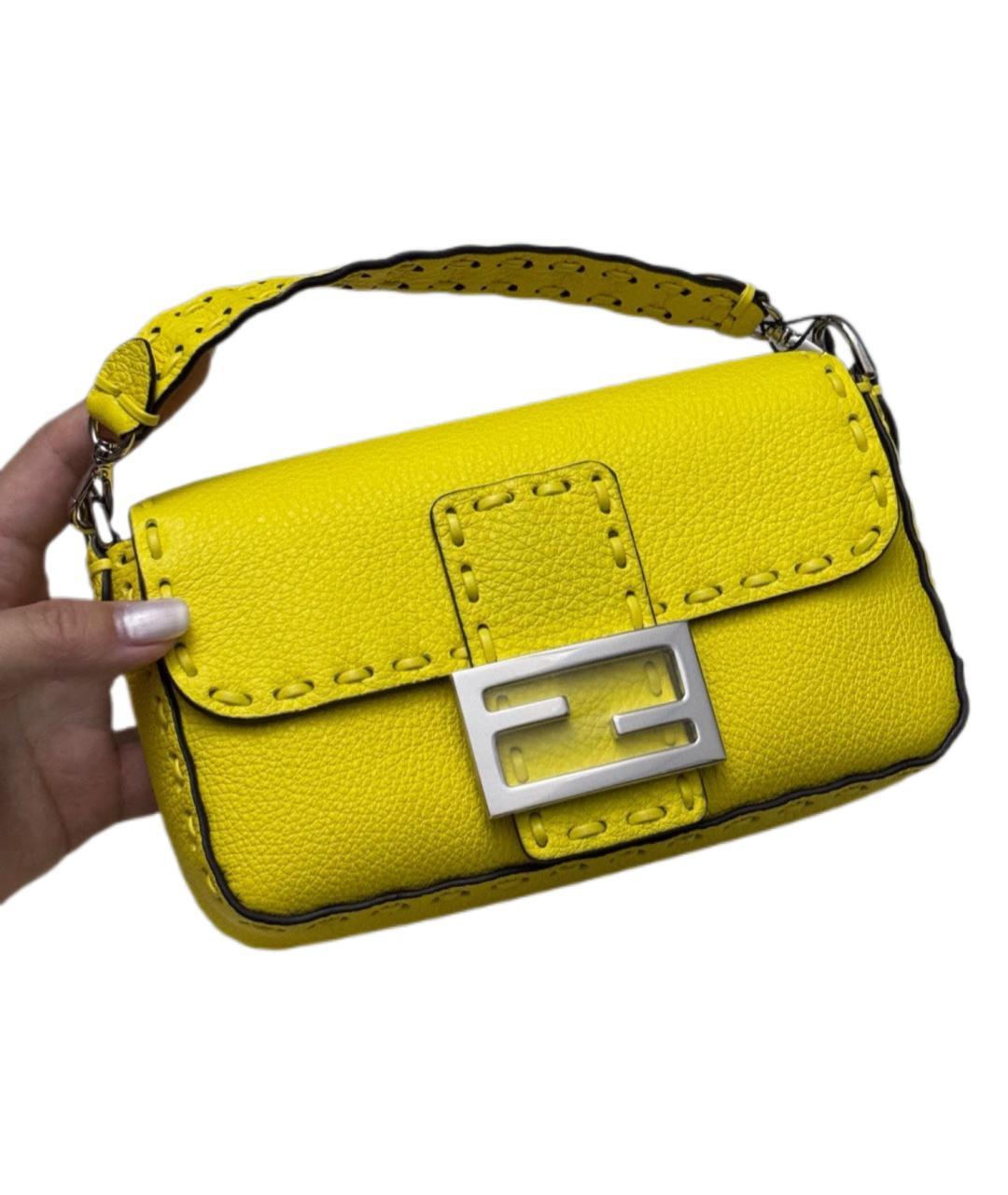FENDI Желтая кожаная сумка через плечо, фото 10