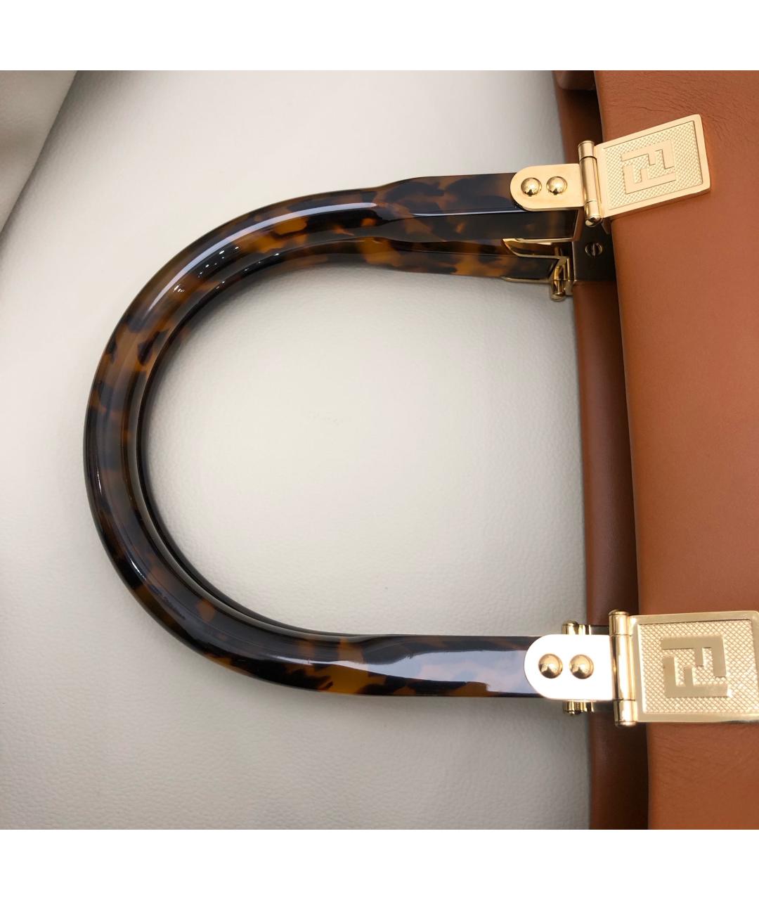FENDI Хаки кожаная сумка тоут, фото 8
