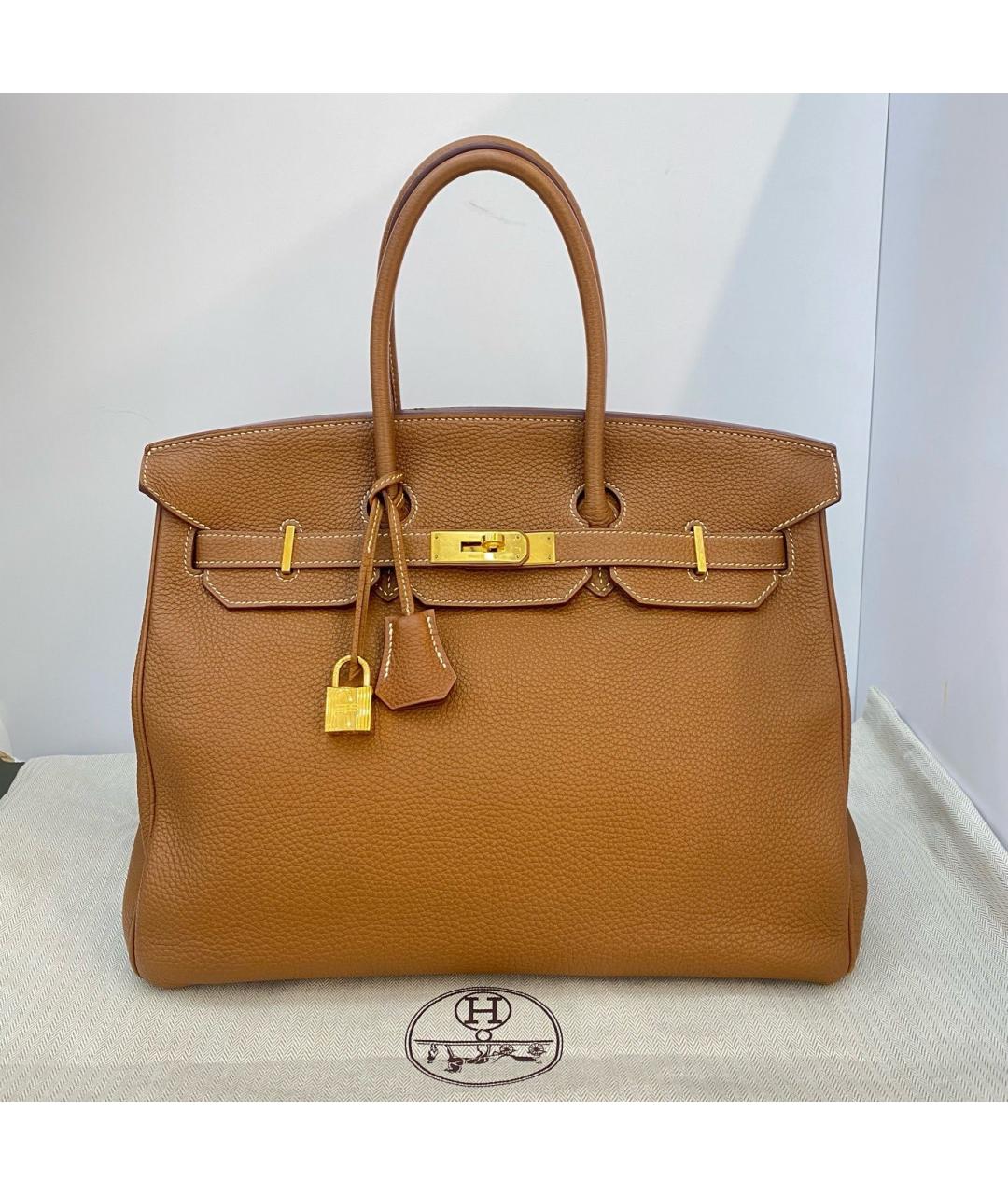 HERMES Коричневая кожаная сумка с короткими ручками, фото 8