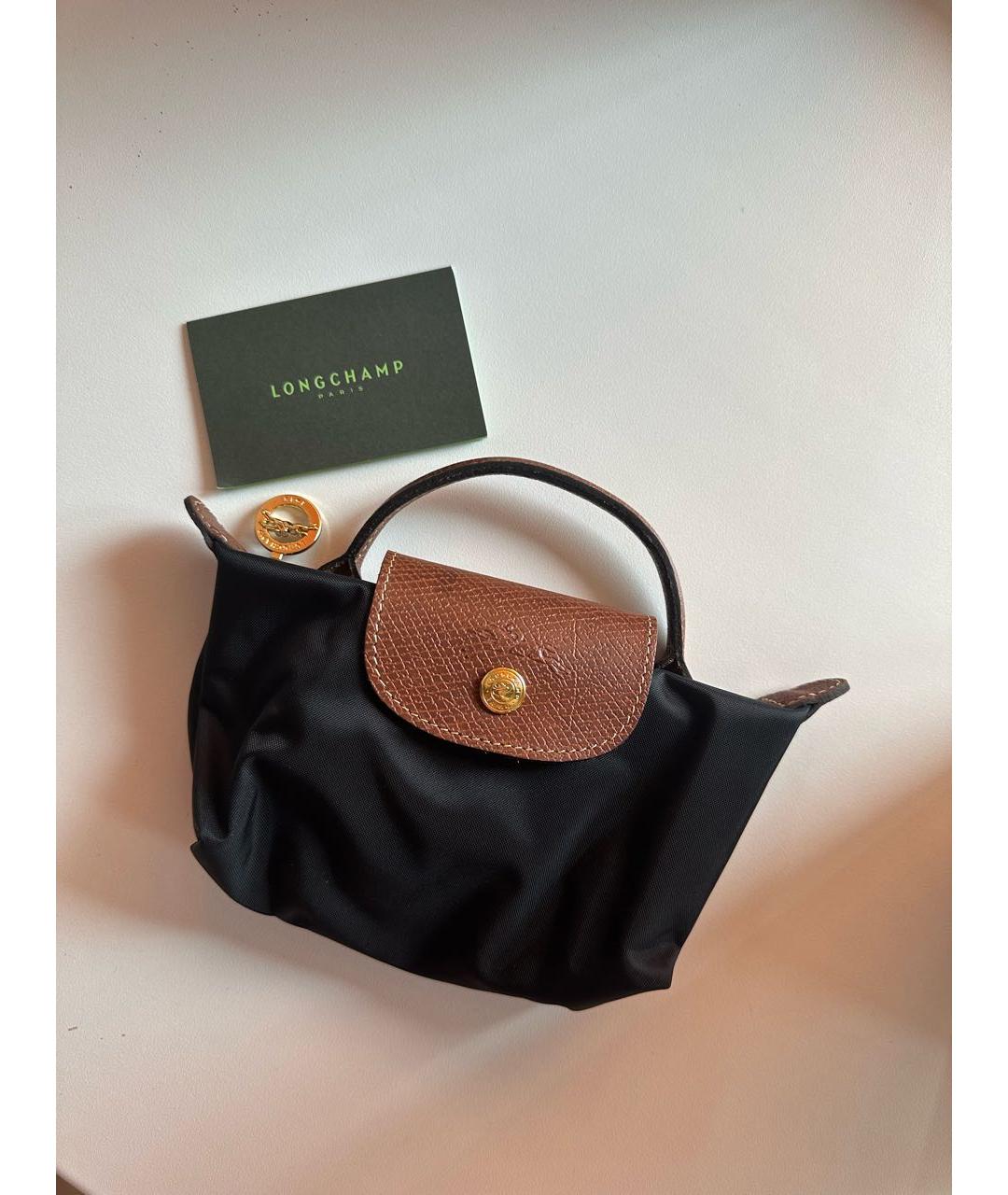 LONGCHAMP Черная синтетическая сумка с короткими ручками, фото 5
