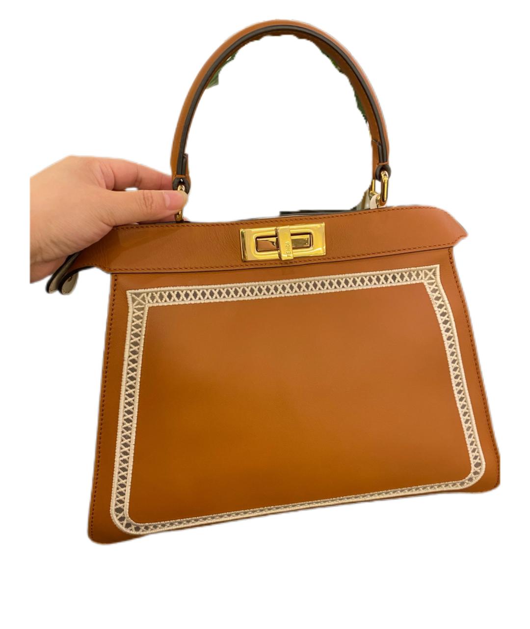 FENDI Коричневая кожаная сумка через плечо, фото 9