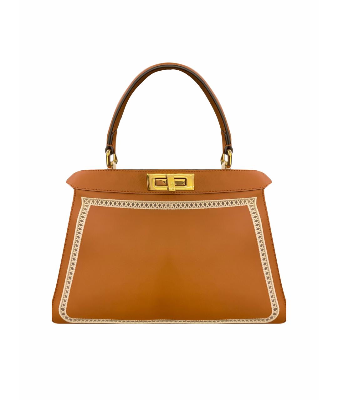 FENDI Коричневая кожаная сумка через плечо, фото 1