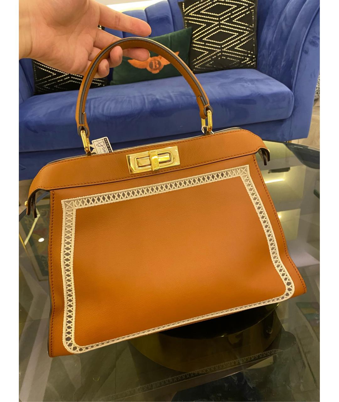 FENDI Коричневая кожаная сумка через плечо, фото 2