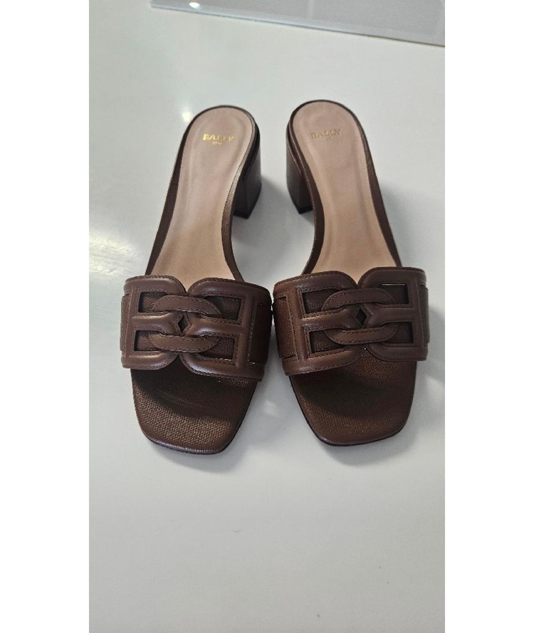BALLY Коричневые кожаные босоножки, фото 2