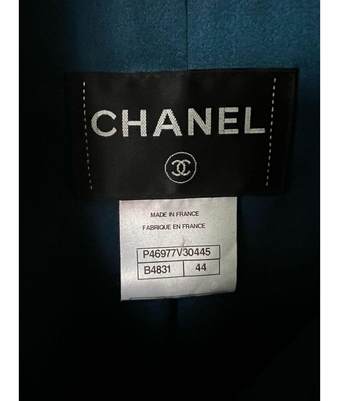 CHANEL Синее шерстяное пальто, фото 4
