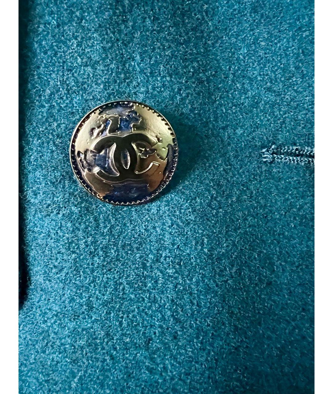 CHANEL Синее шерстяное пальто, фото 7