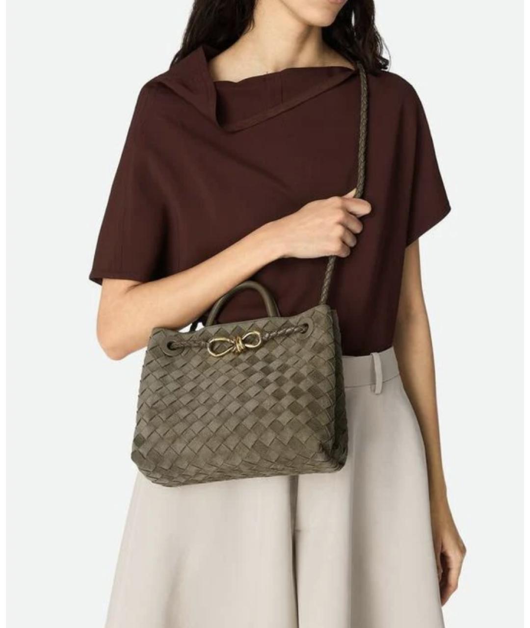 BOTTEGA VENETA Серая кожаная сумка с короткими ручками, фото 3