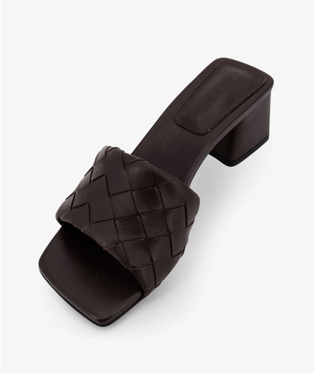 BOTTEGA VENETA Коричневые кожаные мюли, фото 4