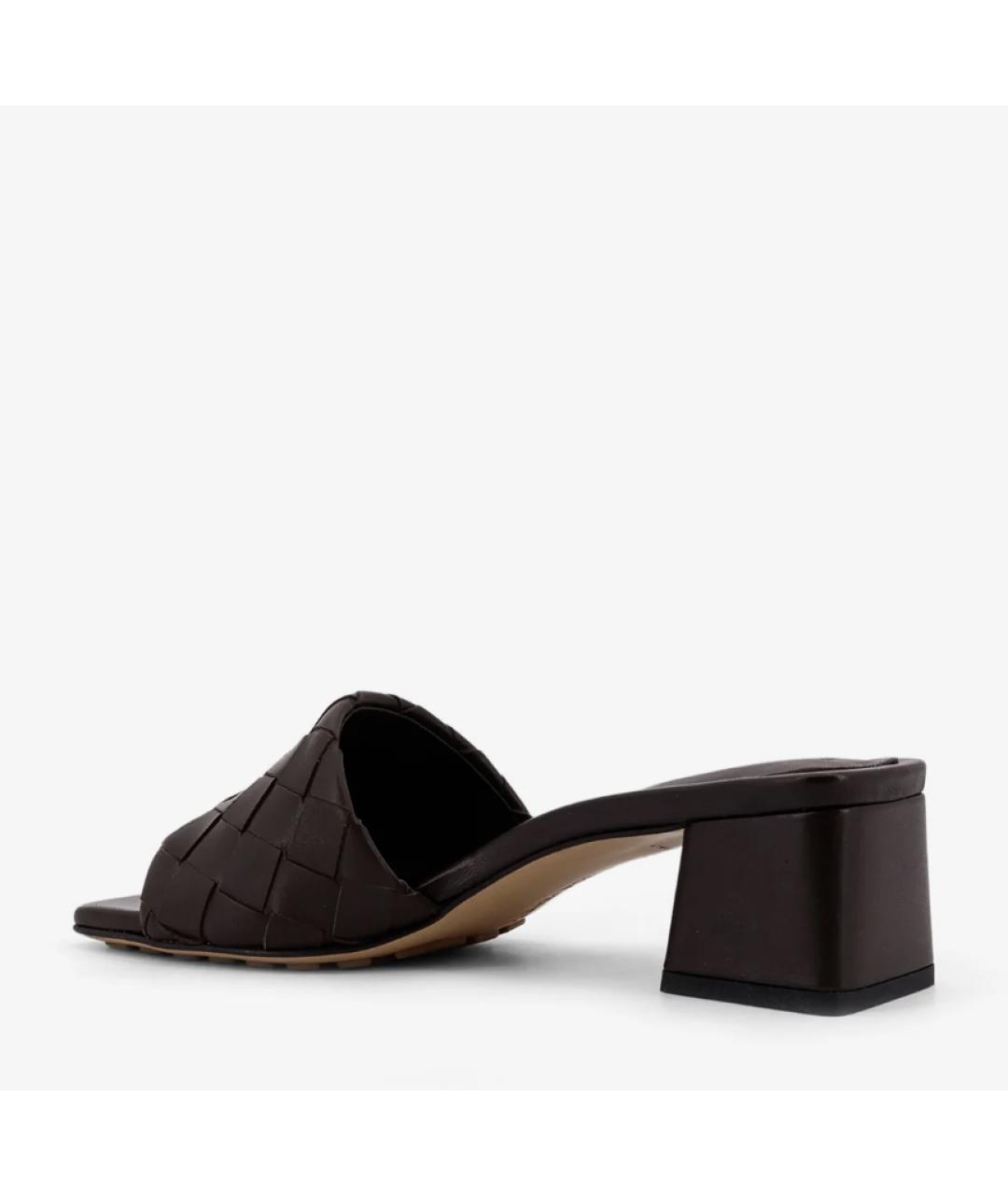 BOTTEGA VENETA Коричневые кожаные мюли, фото 3