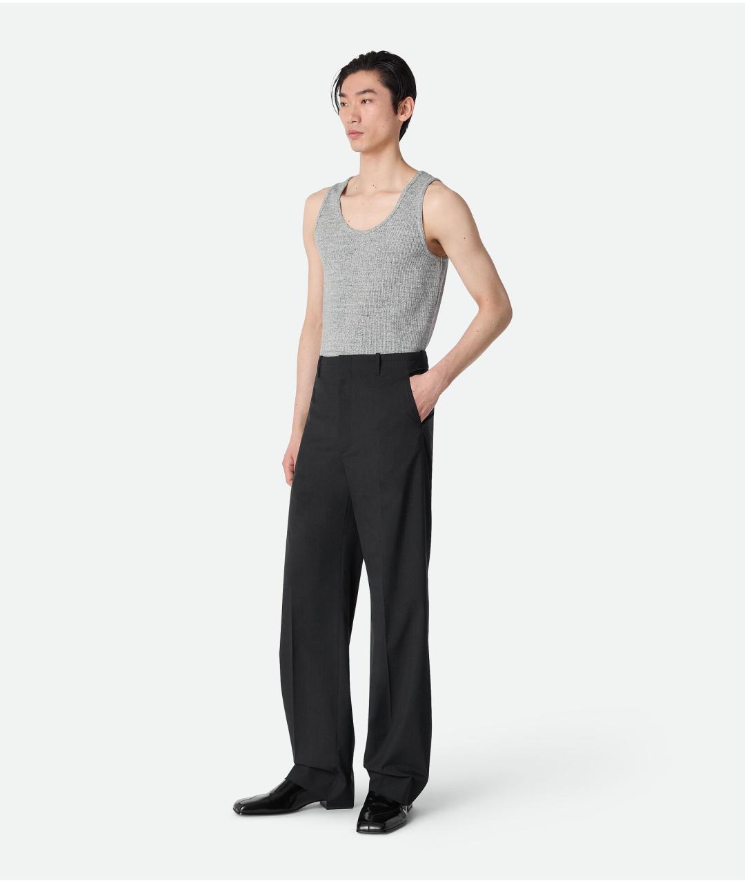 BOTTEGA VENETA Черные шерстяные повседневные брюки, фото 4
