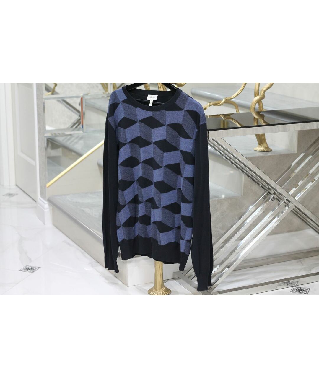 BRIONI Темно-синий шерстяной джемпер / свитер, фото 2