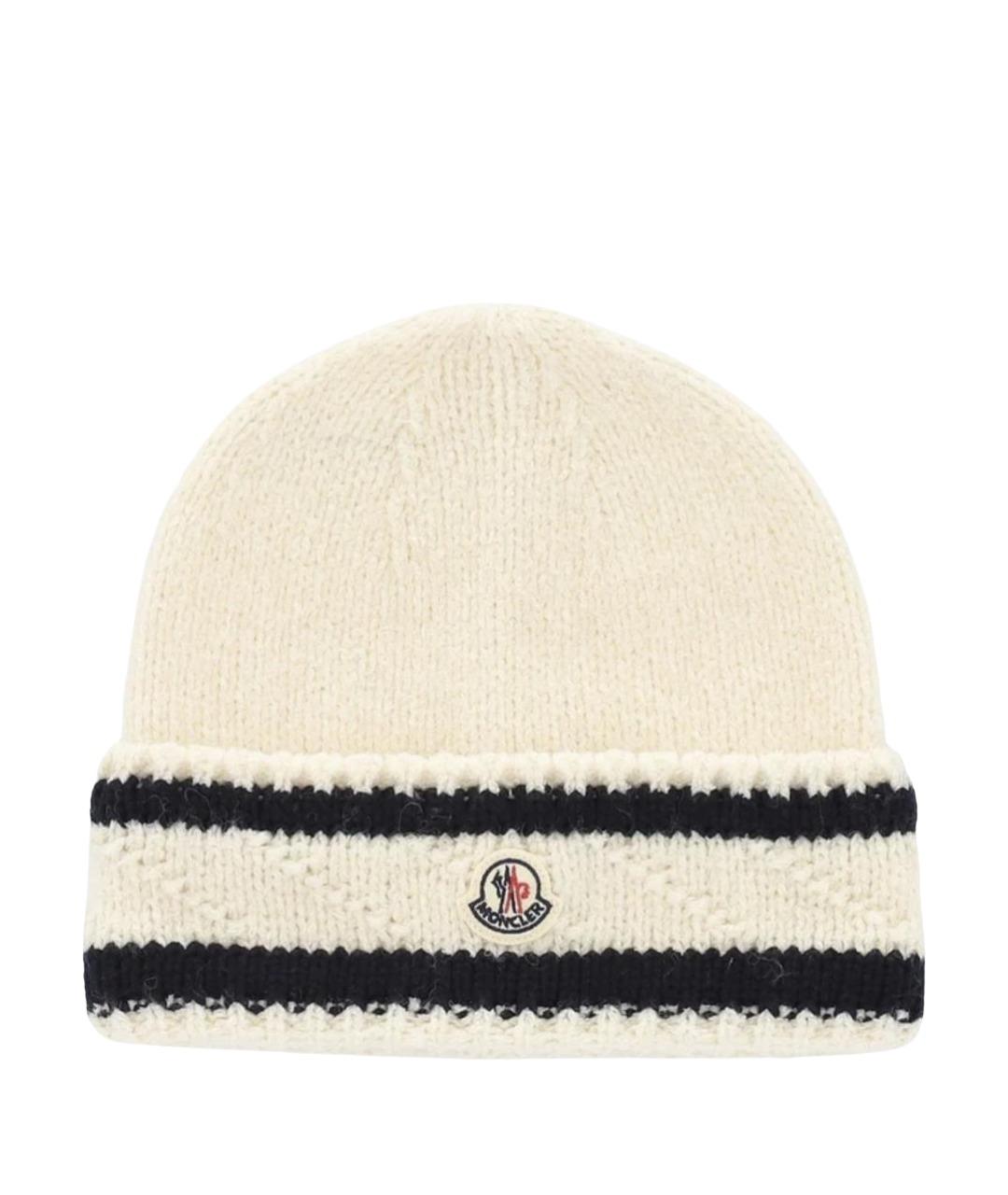 MONCLER Белая шерстяная шапка, фото 1