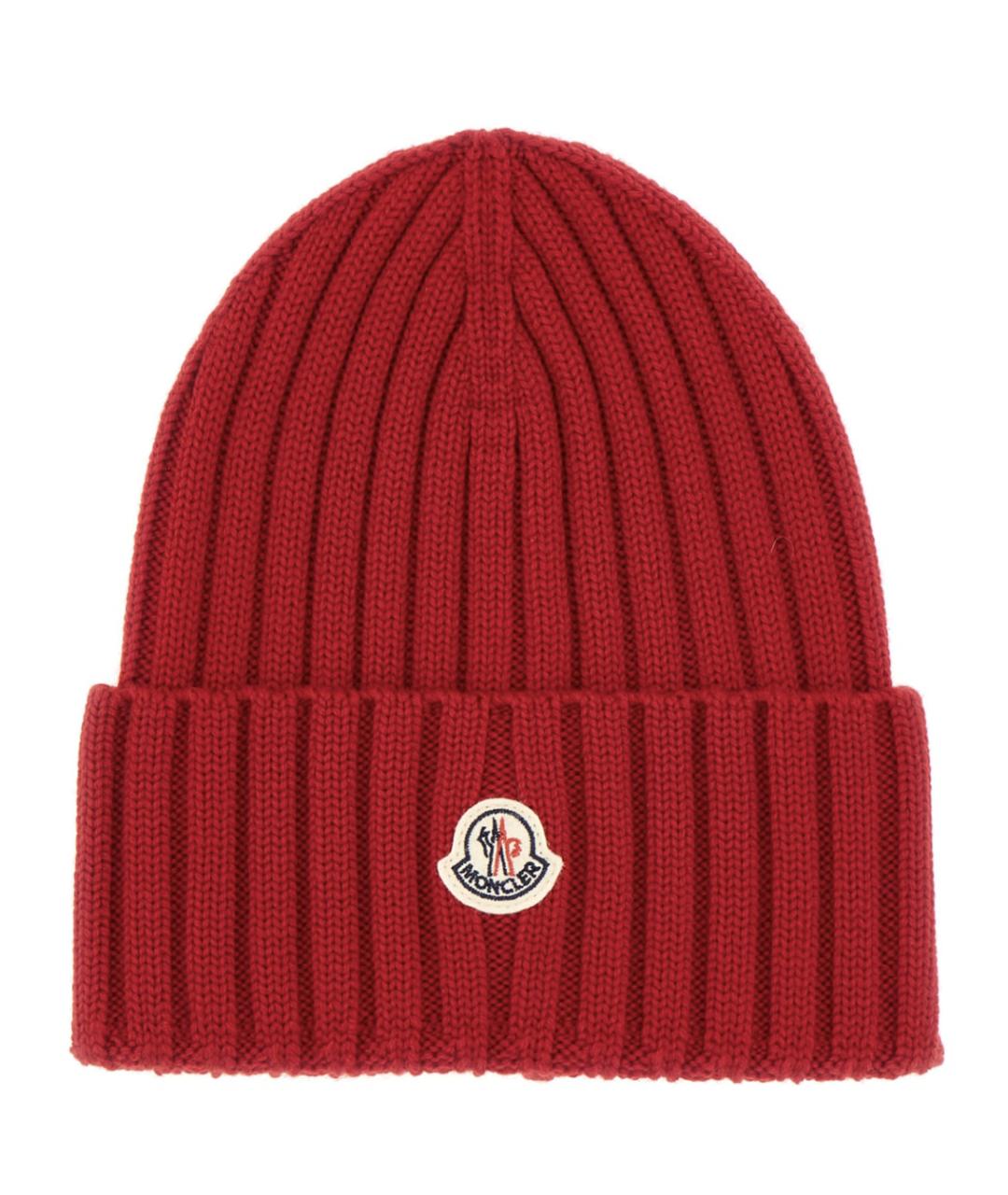 MONCLER Красная шерстяная шапка, фото 1