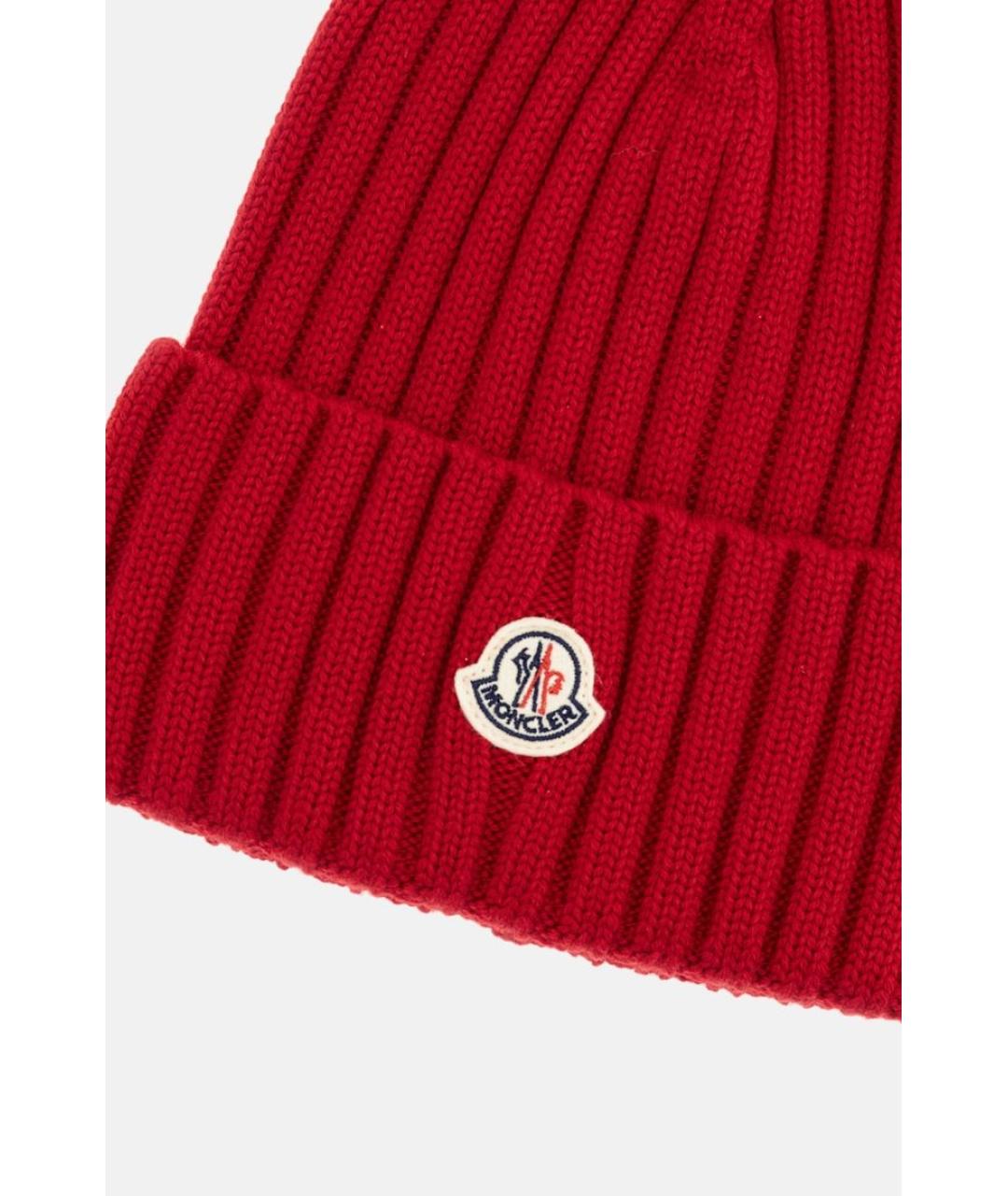 MONCLER Красная шерстяная шапка, фото 2
