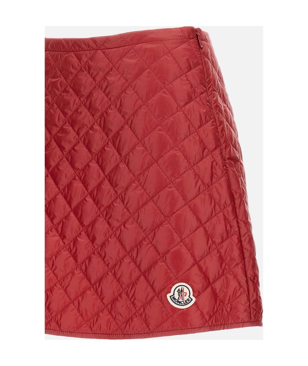 MONCLER Красная синтетическая юбка мини, фото 3