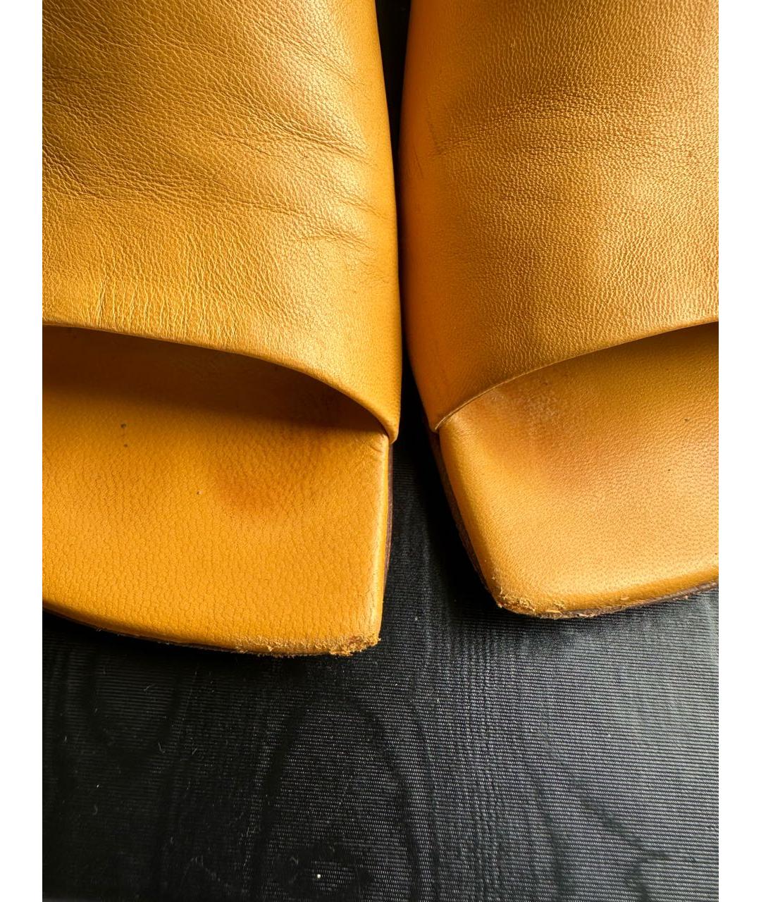 DRIES VAN NOTEN Желтые кожаные мюли, фото 5