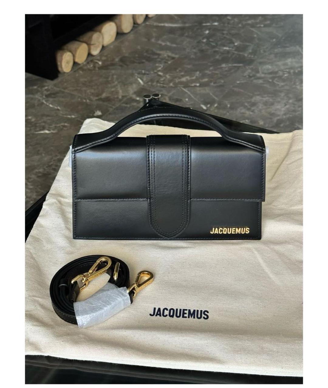 JACQUEMUS Черная кожаная сумка с короткими ручками, фото 2