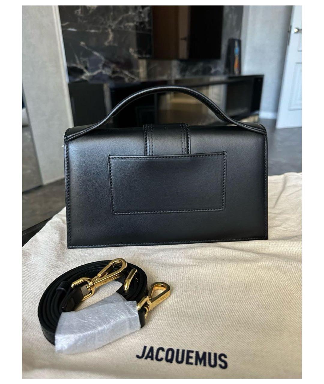 JACQUEMUS Черная кожаная сумка с короткими ручками, фото 3