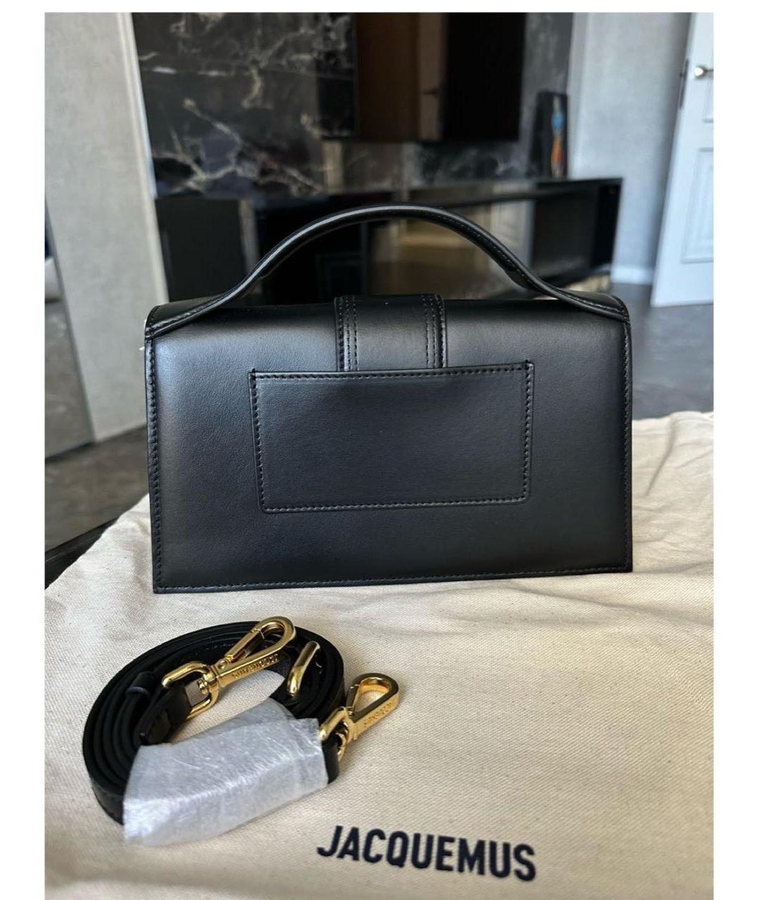 JACQUEMUS Черная кожаная сумка с короткими ручками, фото 3