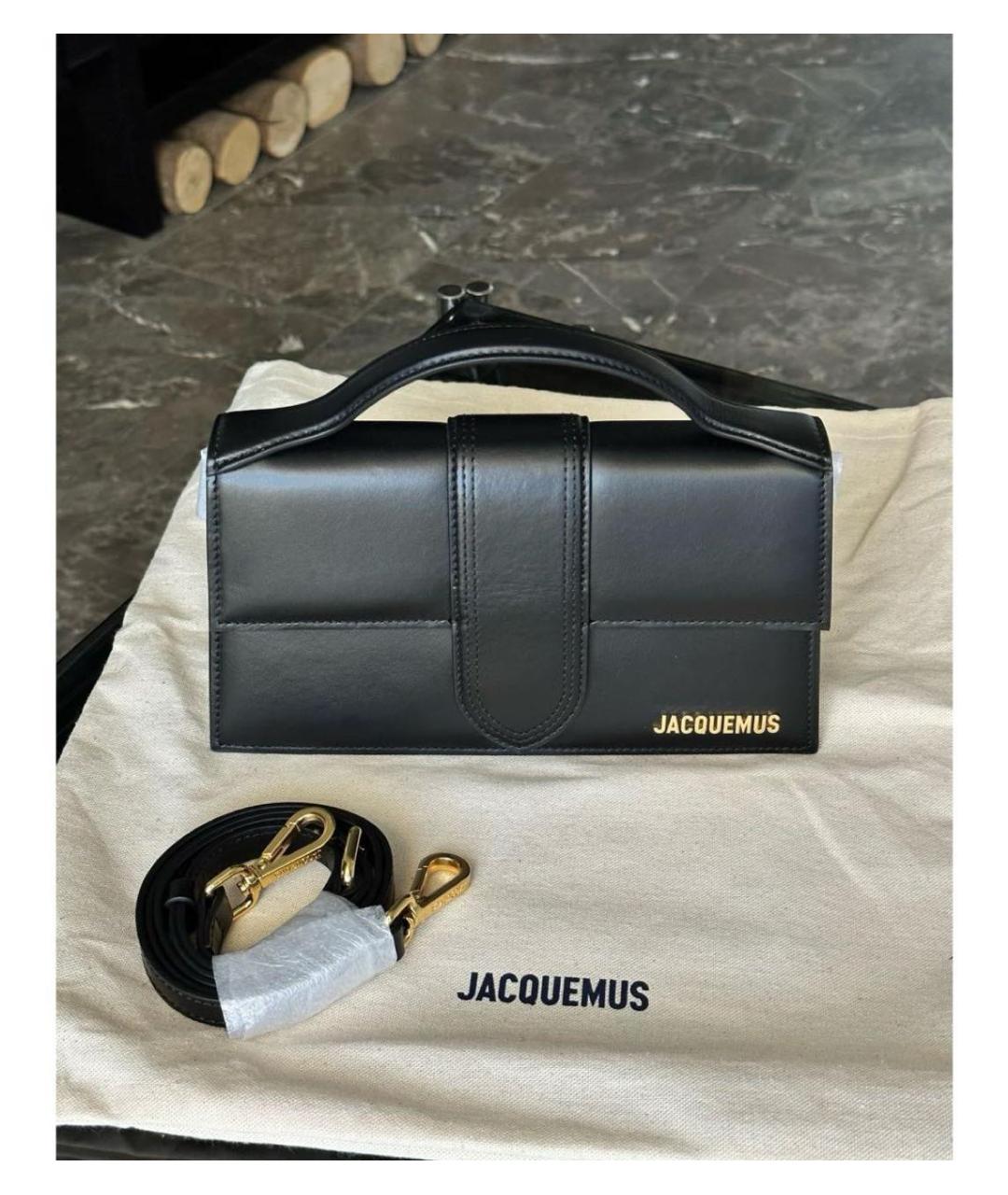 JACQUEMUS Черная кожаная сумка с короткими ручками, фото 2