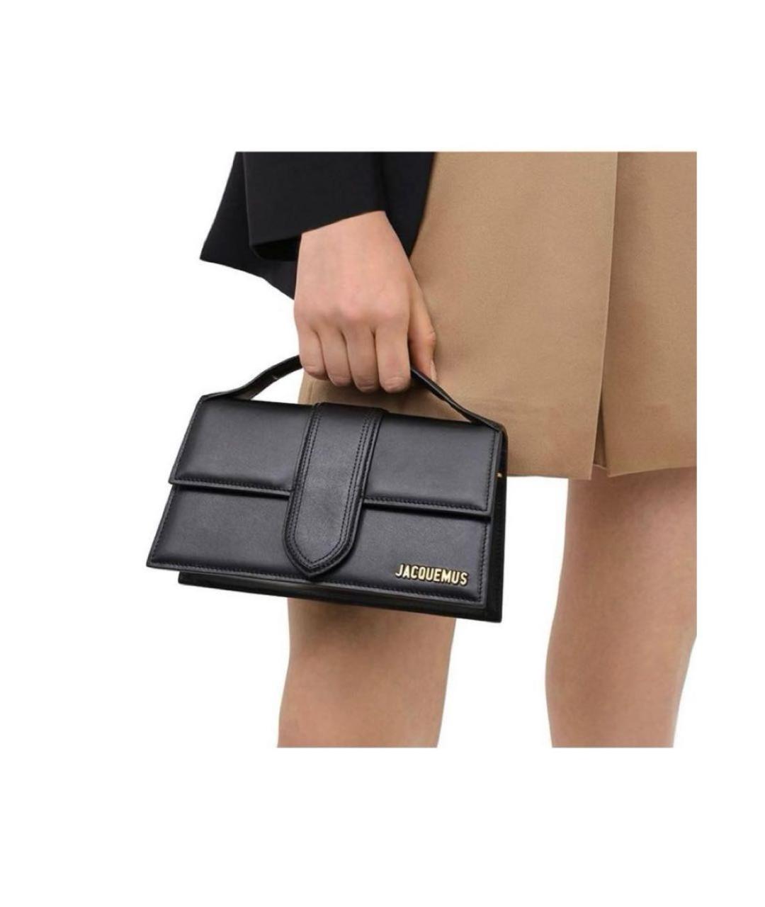 JACQUEMUS Черная кожаная сумка с короткими ручками, фото 6
