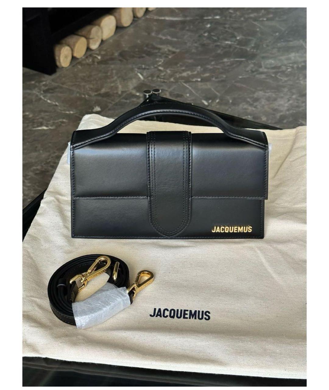 JACQUEMUS Черная кожаная сумка с короткими ручками, фото 2