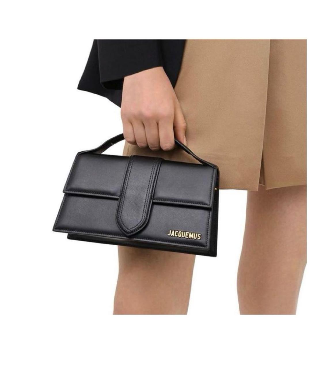 JACQUEMUS Черная кожаная сумка с короткими ручками, фото 6