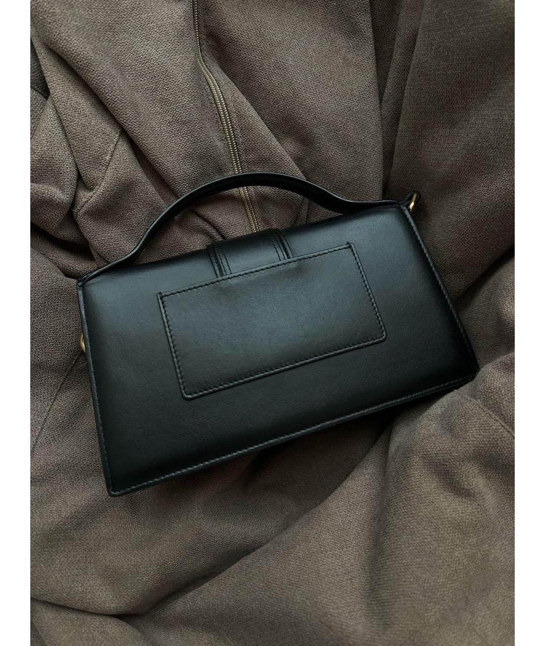 JACQUEMUS Черная кожаная сумка с короткими ручками, фото 6