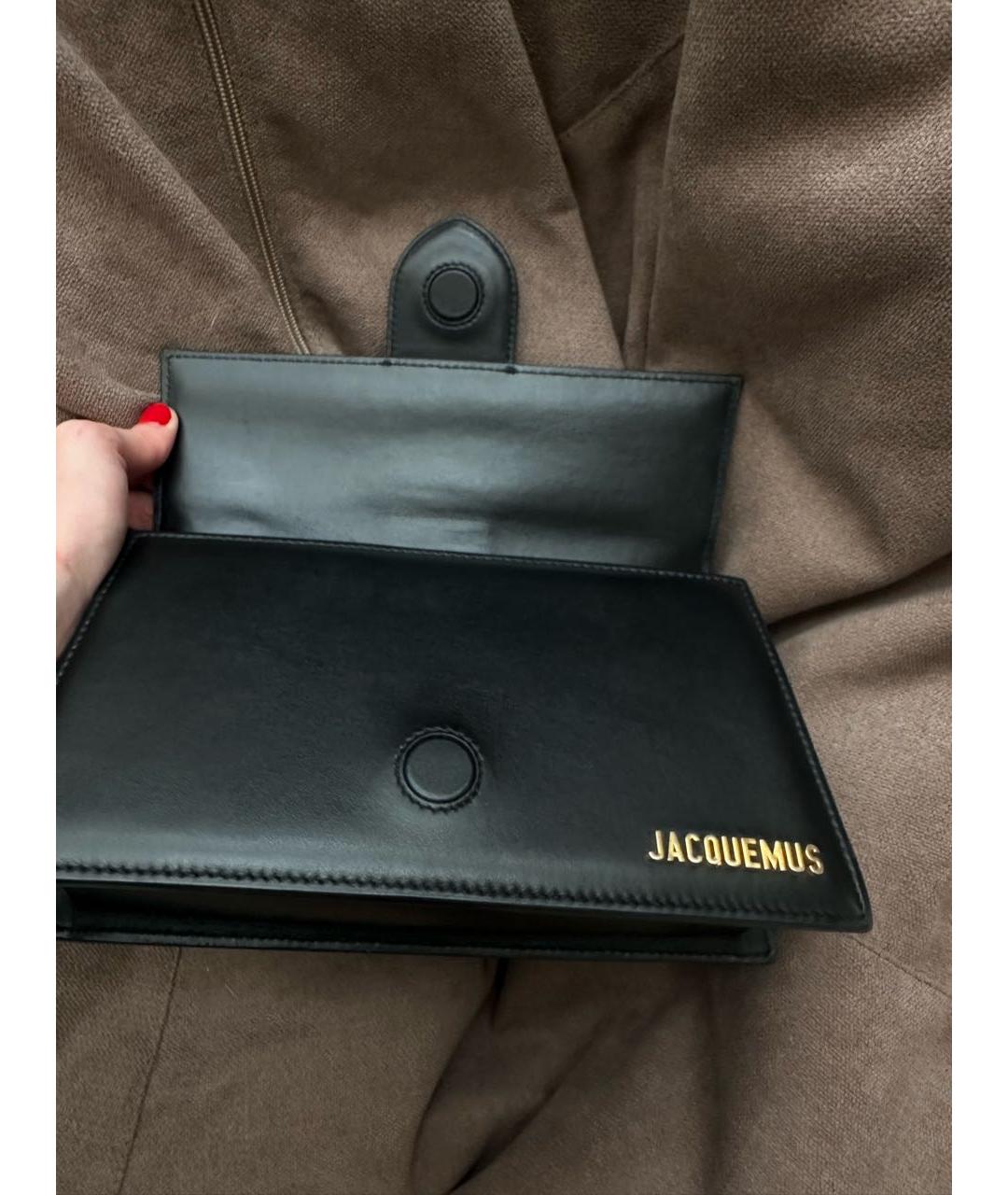 JACQUEMUS Черная кожаная сумка с короткими ручками, фото 2