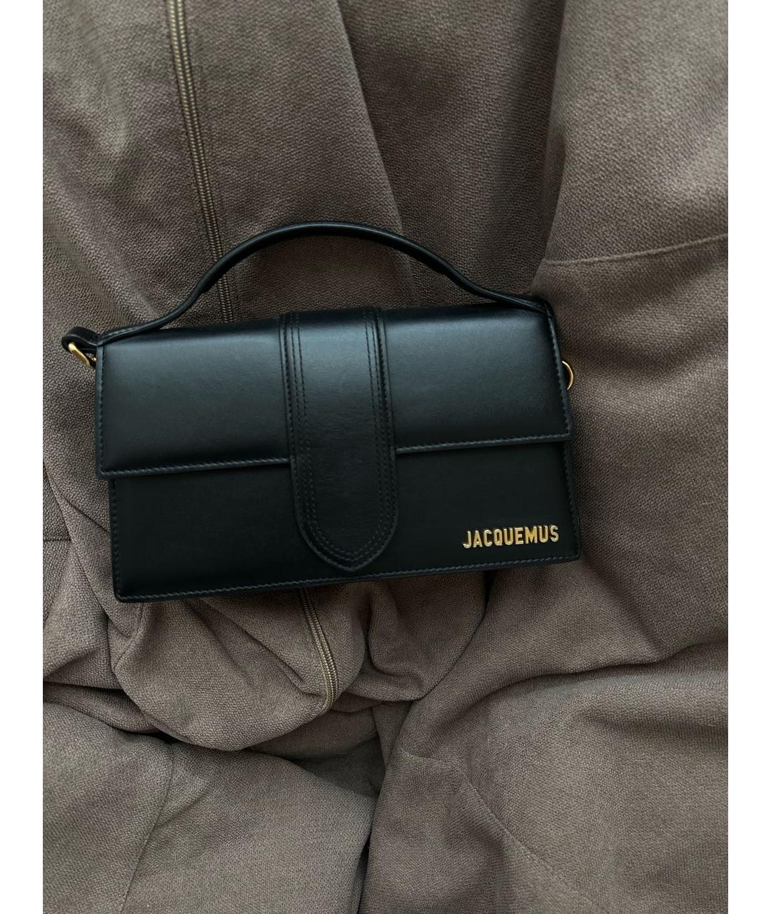 JACQUEMUS Черная кожаная сумка с короткими ручками, фото 8