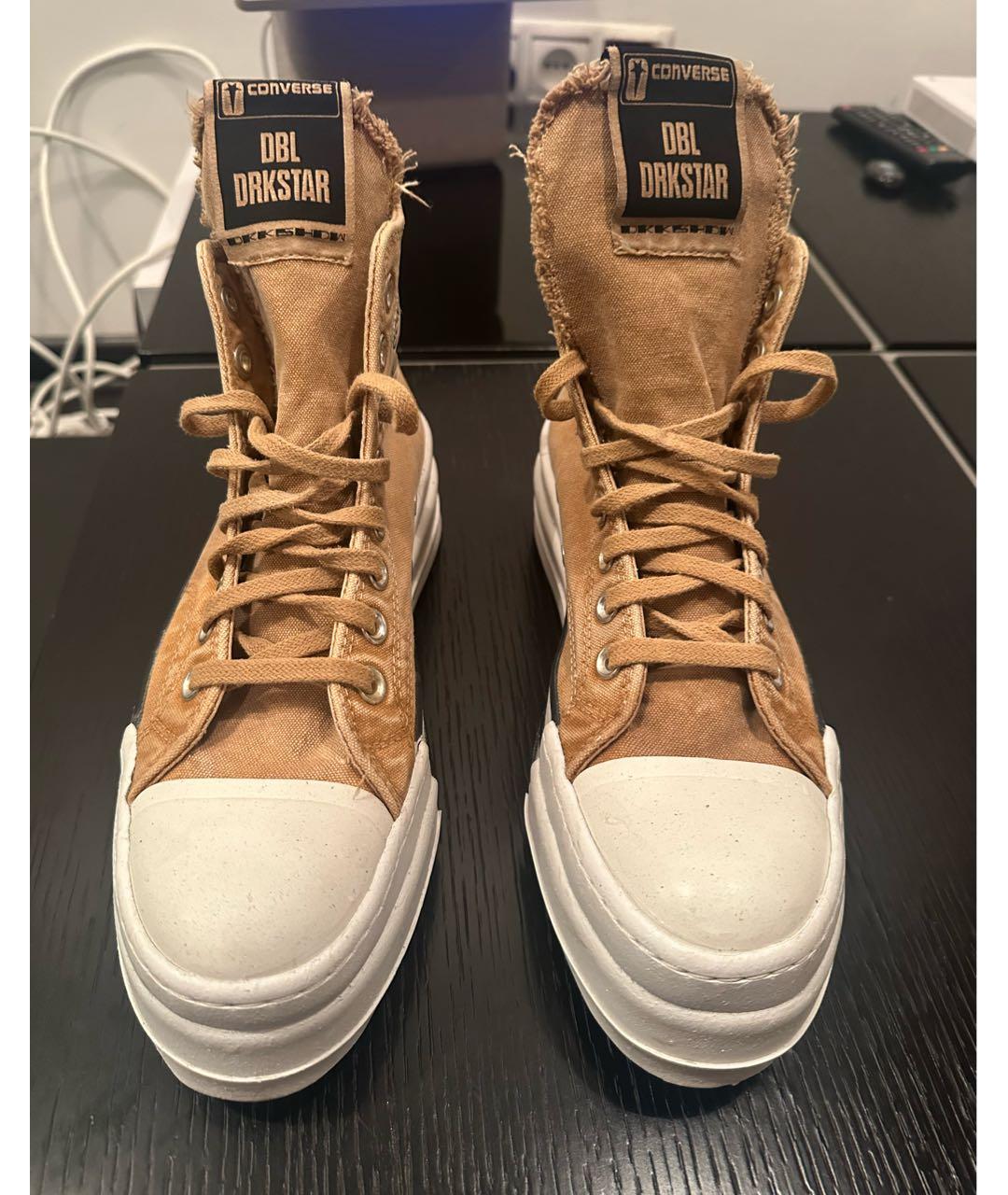 RICK OWENS DRKSHDW Бежевые текстильные кеды, фото 2