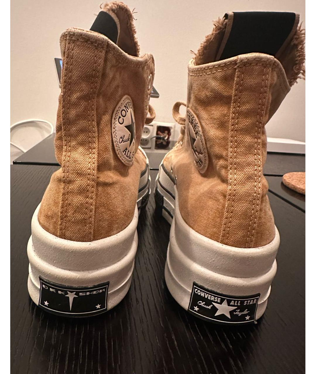 RICK OWENS DRKSHDW Бежевые текстильные кеды, фото 4