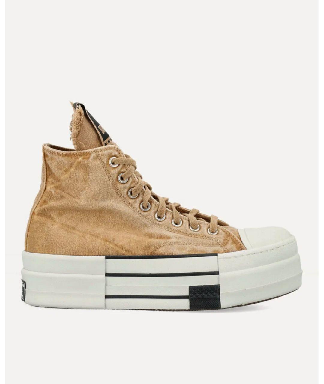 RICK OWENS DRKSHDW Бежевые текстильные кеды, фото 8