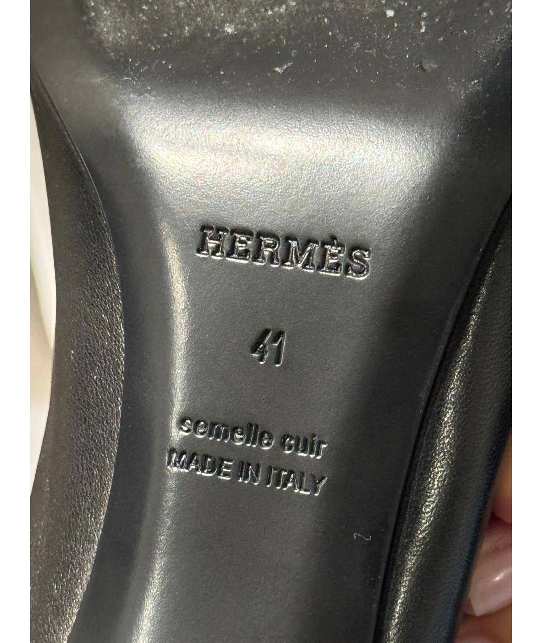 HERMES Черные кожаные туфли, фото 6