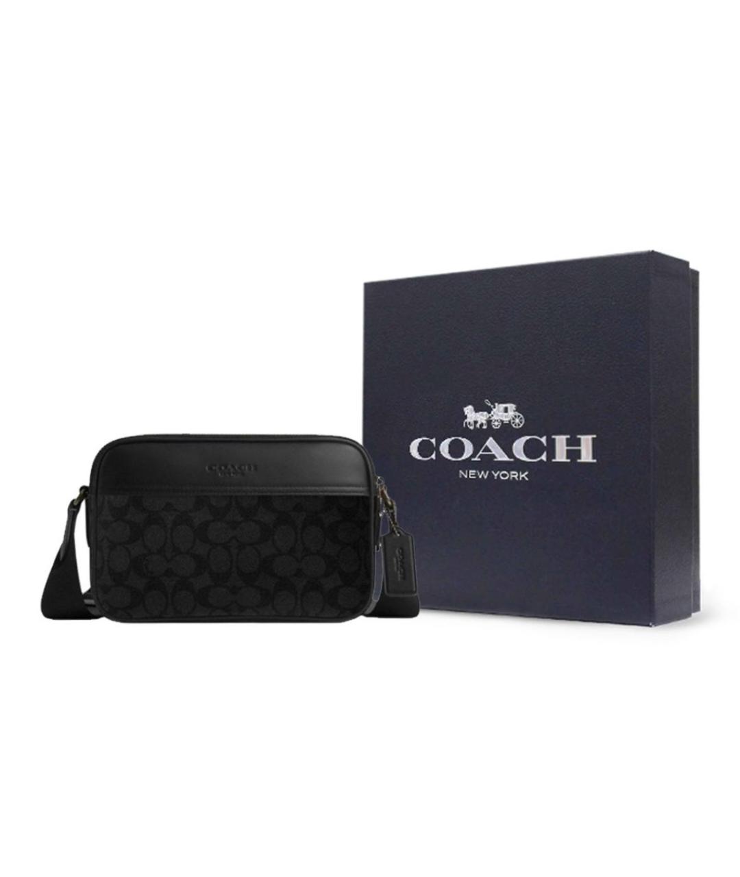 COACH Антрацитовая кожаная сумка на плечо, фото 5