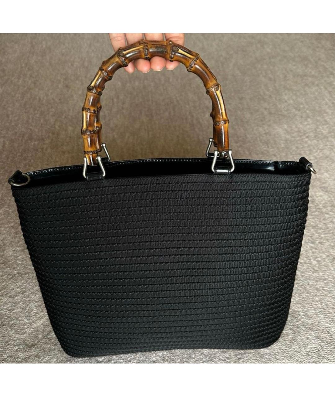 GUCCI Черная тканевая сумка с короткими ручками, фото 2